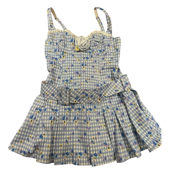 For Love And Lemons Dresses & Skirts - Floral Gingham Dress with Belt